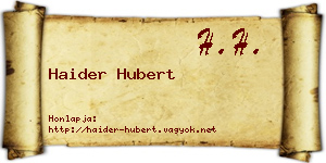 Haider Hubert névjegykártya