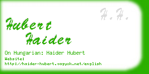 hubert haider business card